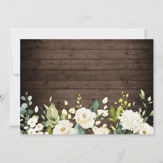 Hout en witte rozen Lantern Bridesmaids Brunch Kaart (Achterkant)