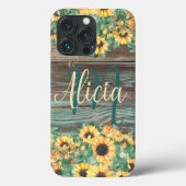 Hout en Zonnebloem Naam Case-Mate iPhone Case (Achterkant)