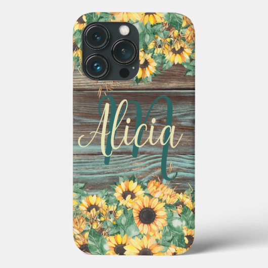 Hout en Zonnebloem Naam Case-Mate iPhone Case (Achterkant)