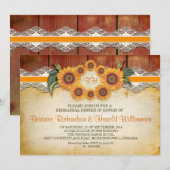 Hout en Zonnebloemen Repetitie Diner Uitnodigingen (Voorkant / Achterkant)