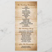 Hout en zonnebloesem bruiloft programma's (Achterkant)