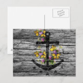  hout en zwart anker met gele vlinder briefkaart (Voorkant / Achterkant)