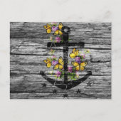  hout en zwart anker met gele vlinder briefkaart (Voorkant)