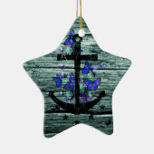  hout en zwarte anker met blauwe vlinders keramisch ornament (Rechts)