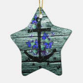  hout en zwarte anker met blauwe vlinders keramisch ornament (Links)