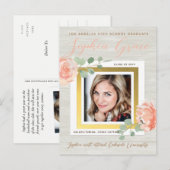 Hout Eucalyptus Afstuderen Fotoaankondiging Aankondigingskaart (Voorkant / Achterkant)