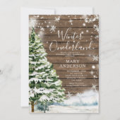 Hout Evergreen Winter Onederland 1e verjaardag Kaart (Voorkant)