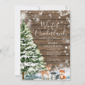 Hout Evergreen Winter Onederland 1e verjaardag Kaart (Voorkant)