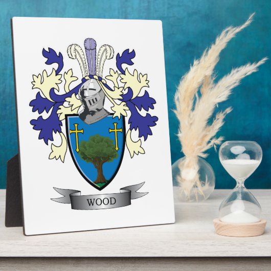 Hout Familie Crest Coat of Arms Fotoplaat (Zijkant)