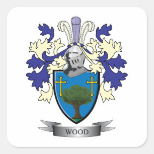 Hout Familie Crest Coat of Arms Vierkante Sticker