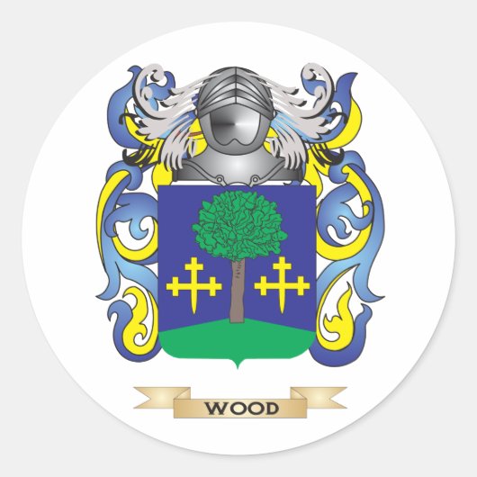 Hout Family Crest (Wapen) Ronde Sticker (Voorkant)