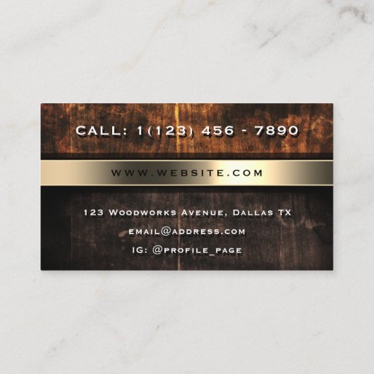 Hout faux textuur houtwerk geïnspireerd visitekaartje (Achterkant)