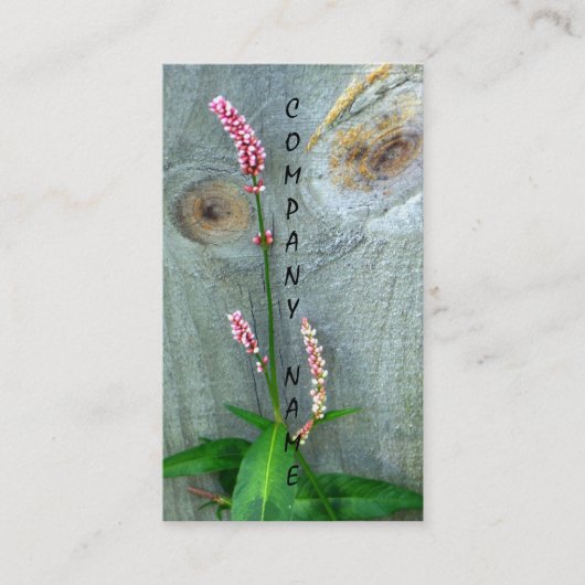 Hout Fence Pink Wilde Bloem Visitekaartje (Voorkant)