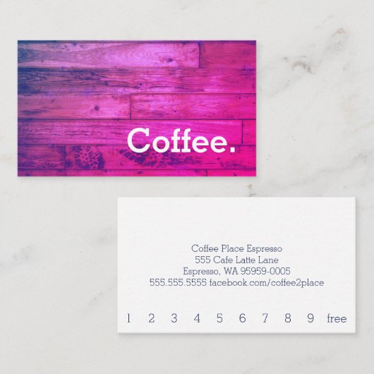 Hout Floor Simple Loyalty Coffee Punch Card Miami (Voorkant / Achterkant)