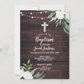 Hout Floral Baptism Green Christening Flower White Kaart (Voorkant)