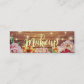 Hout Floral String Lights Gold Script Makeup Salon Mini Visitekaartje (Voorkant)