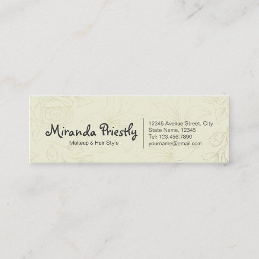 Hout Floral String Lights Gold Script Makeup Salon Mini Visitekaartje (Achterkant)