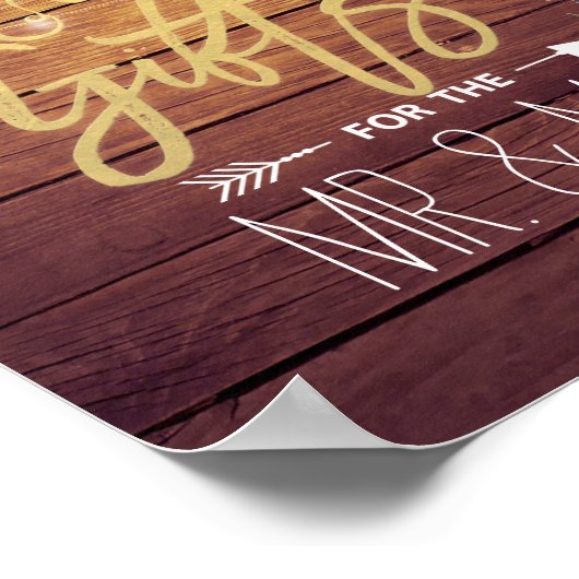 Hout Floral String Lights Kaarten Gifts Wedding Si Poster (Hoek)