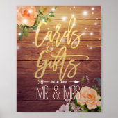 Hout Floral String Lights Kaarten Gifts Wedding Si Poster (Voorkant)