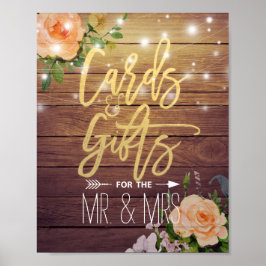 Hout Floral String Lights Kaarten Gifts Wedding Si Poster