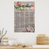 Hout Floral String Lights Wedding Seding Chart Poster (Keuken)