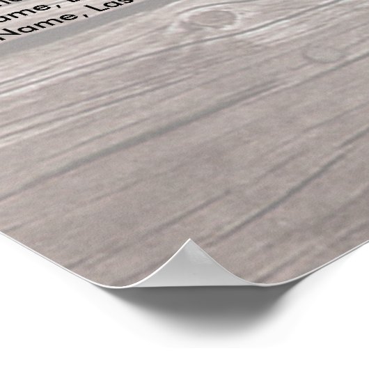 Hout Floral String Lights Wedding Seding Chart Poster (Hoek)