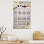 Hout Floral String Lights Wedding Seding Chart Poster (Keuken)