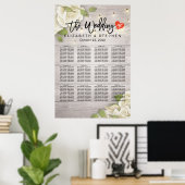 Hout Floral String Lights Wedding Seding Chart Poster (Thuiskantoor)