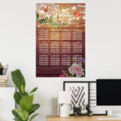 Hout Floral String Lights Wedding Seding Chart Poster (Thuiskantoor)