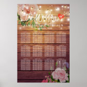 Hout Floral String Lights Wedding Seding Chart Poster (Voorkant)