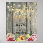 Hout Floral Wedding Signature Cocktail Drink Menu Poster (Voorkant)