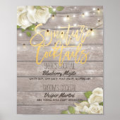 Hout Floral Wedding Signature Cocktail Drink Menu Poster (Voorkant)