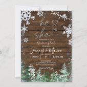 Hout Forest Gender onthullen Hij of zij Snowflake Kaart (Voorkant)