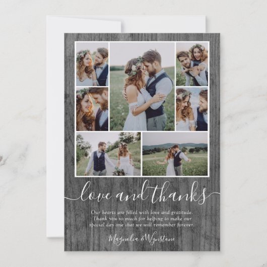 Hout Foto Collage Love and Bedankt Wedding (Voorkant)
