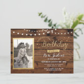 Hout Foto van Birthday Lichten Uitnodiging (Staand voorkant)