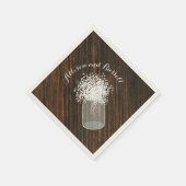 Hout geïnspireerd Mason Jar van Baby's Breath brui Servetten (Hoek)