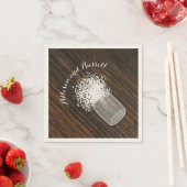 Hout geïnspireerd Mason Jar van Baby's Breath brui Servetten (Insitu)