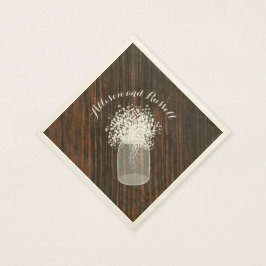 Hout geïnspireerd Mason Jar van Baby's Breath brui Servetten