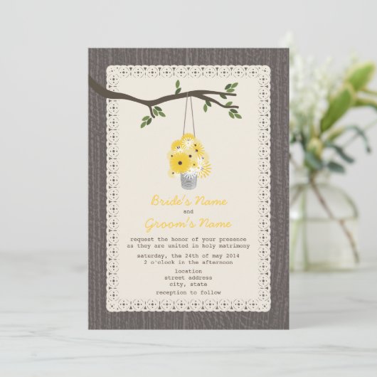 Hout geïnspireerd / tinblik van wilde bloemen kaart (Staand voorkant)