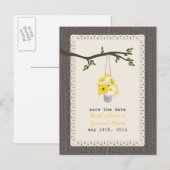 Hout geïnspireerde blikje wilde bloemen redden van aankondigingskaart (Voorkant / Achterkant)