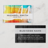 Hout, gekleurd, modern monogram #3 visitekaartje (Voorkant / Achterkant)