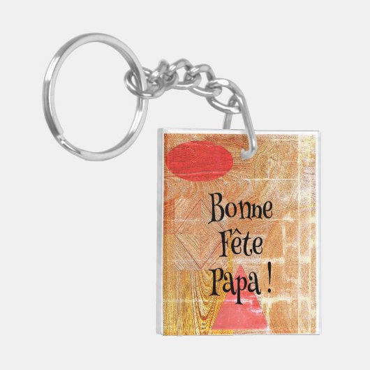 Hout - geometrische vormen - Dag van de vaders Sleutelhanger (Voorkant Links)