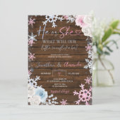 Hout Geslacht Ruw roze en blauwe sneeuwvlokken Kaart (Staand voorkant)