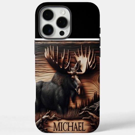 Hout gesneden eland plaque Case-Mate iPhone case (Achterkant)