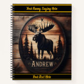 Hout-gesneden elanden in een bos scène notitieboek (Voorkant)