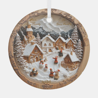  "Hout gesneden" kerst Glas Ornament