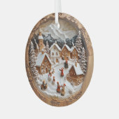  "Hout gesneden" kerst Glas Ornament (Voorkant links)