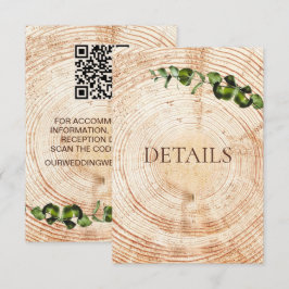 Hout Gesneden plak groen Bruiloft Details QR-code Informatiekaartje