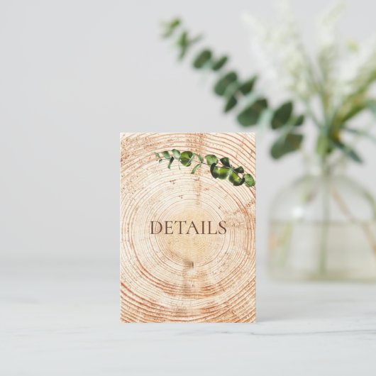 Hout Gesneden plak groen Bruiloft Details QR-code Informatiekaartje (Staand voorkant)