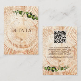 Hout Gesneden plak groen Bruiloft Details QR-code Informatiekaartje